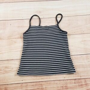 Madewell Shirt Women Small Black White Cropped Tank Top Sleeveless‎ Ladies A1